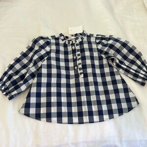 NWT: 2/3 girl J. Crew navy crewcuts gingham blouse top